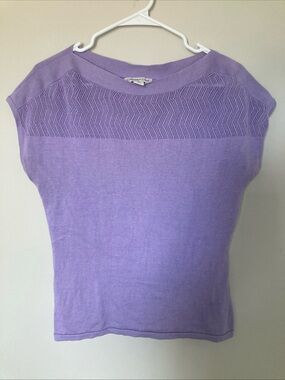 Coldwater Creek Lilac Silk Cotton Knit Short Sleeve Boat Neck T-Shirt M